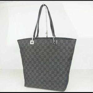 Authentic GUCCI GG canvas Leather Tote Hand Bag